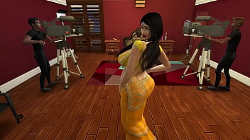 Sultry Desi Aunty Manju Drives Men Wild As She Flaunts Her Curves In A Tight, Sheer Yellow Saree, Teasing With Every Seductive Move