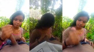 Wild Desi Encounter: South Indian Lover’s Forest Handjob And Blowjob