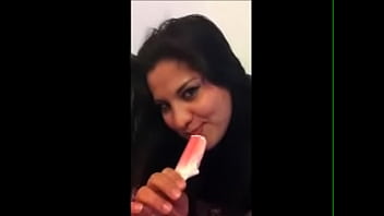 Sultry Brown Beauty On Her Knees, Tongue Swirling And Slurping