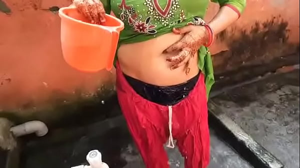 Rural Temptress Bathing Nude Under The Open Sky